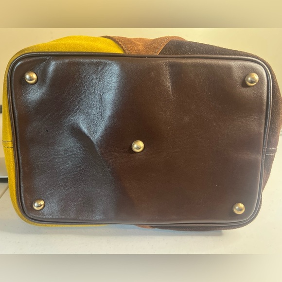 Anthropologie My Choice Suede Italian Leather Tote bag Purse Color Block Hobo - Picture 2 of 6